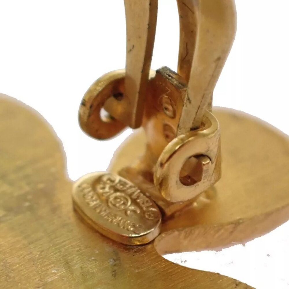 CHANEL CC Logo Rhinestone Earrings 01C Clip-On Gold Vintage Accessory 86FA446 - Picture 3 of 16